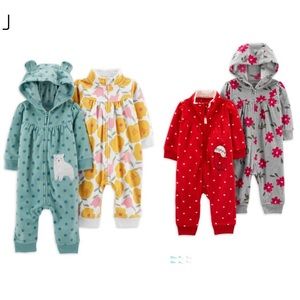 Child of Mine Carter's Baby Girl Fleece Jumpsuits, 4 -Pack 3-6 months BNWT